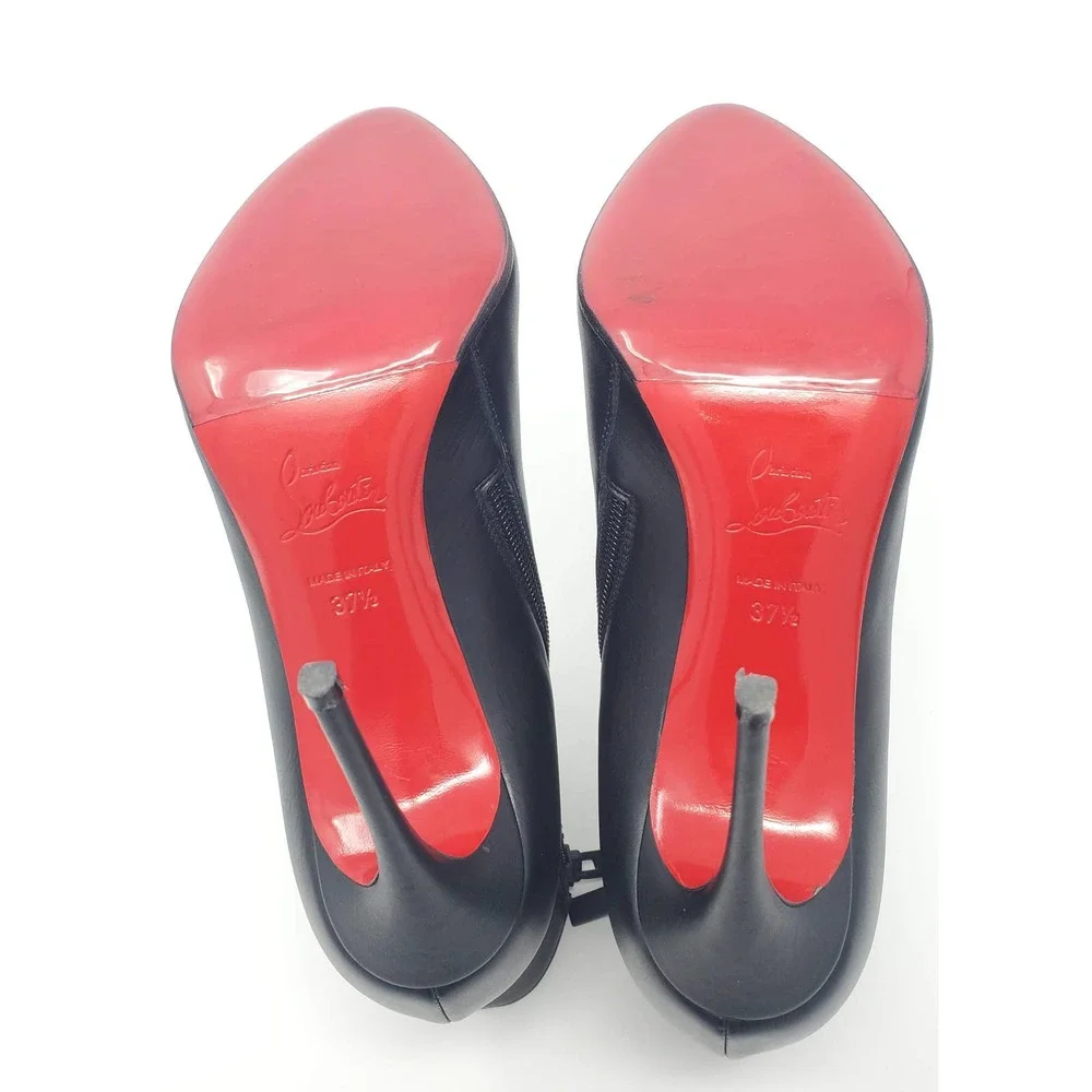 Christian Louboutin Boots Eloise 100 Heeled Ankle Booties Black Leather EU 37.5 - Picture 6 of 8